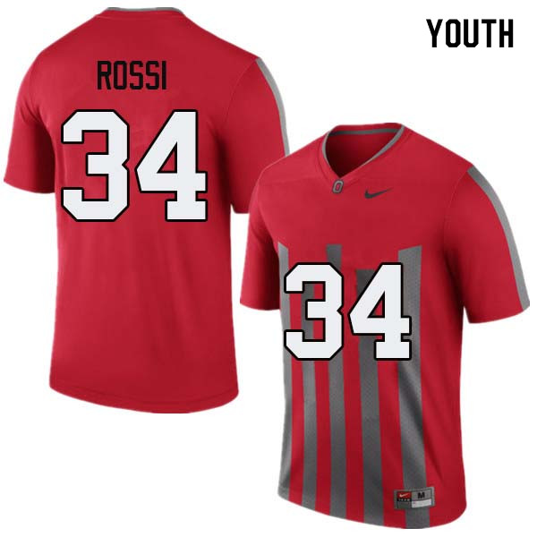 Ohio State Buckeyes Mitch Rossi Youth #34 Throwback Authentic Stitched College Football Jersey